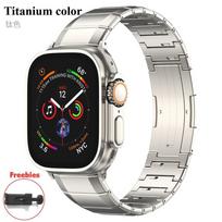 Titanium Band for Apple Watch Series 10 46mm 9 8 7 45mm 41mm 42mm Luxury Metal Strap for iWatch Ultra 2 49mm 6 5 4 SE 44mm 38mm 40mm Series10 46mm gray