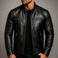 Vyriškas Retro PU Odos Motociklininko Striukė Slim Fit Standi Apykaklė Atsitiktinis Biker Paltai Drabužis Small black
