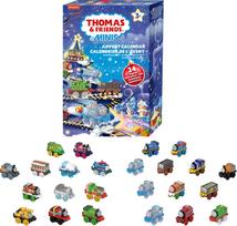 THOMAS & FRIENDS Thomasas lokomotyvas Minis Advento kalendorius 2024 Kalėdiniai žaislai 24 miniatiūriniai traukinukai ir automobiliai ikimokyklinukams nuo 3 metų blue