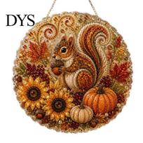 Window Hanging Art Autumn Diamond Painting Pendant, Acrylic Ornament, Decorative Craft for Outdoor Porch Decor Harvest Festival, Fall Theme 15cm E
