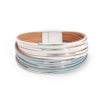 Hot Selling Two Colors Bracelet Cross Multi-Layer Blype Bracelet Wide Brim Magnetic Snap Leather Bracelet Women'S Fashion Accessories YL44-12 white
