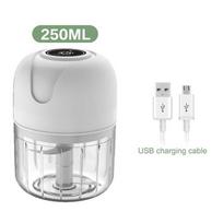 Mini USB belaidė elektrinė česnako grūstuvės mėsmalė Daržovių čili mėsmalė Maistas 250ml balta