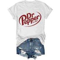 1885 T-Shirt Pepper Soda Lover Dr Pepper Shirt  Women's Harajuku Sleeve Casual Women's T-shirt Street Aesthetic Women's Clothing M white