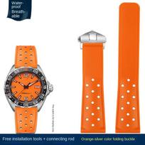 Kvėpuojantis silikoninis dirželis 22mm TAG Heuer FORMULA 1 racing Carrera Race MONACO laikrodžiui guminis dirželis 22mm Vyriški laikrodžio priedai 22mm orange