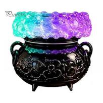 Glowing Potion Brewing Prop Halloween Cauldron LED Bubble Light, Color Changing Witch Lamp, Spooky Gothic Mysterious Symbol Decor Light Up Candle juoda