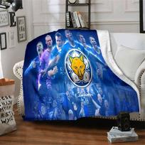 Leicester Football Club Crest Flannel Blanket, Soft Polyester, Modern Design, All-Season for Camping, Travel, Gifts for holidays or birthdays 75x90cm