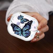 Case For Samsung Galaxy Buds 2Pro Live 3 FE 3Pro 2 4Pro 4 Pro Clear Earphone Cases Cover With Hook INS Retro Butterfly Buds 4 white