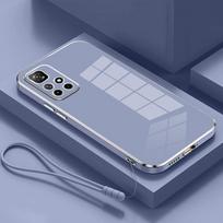 Skirtas Xiaomi Redmi 10 dėklui Redmi 10 2022 telefono dėklui Redmi 10 Prime 2022 dangtelis Redmi 10 Luxury Square padengimas smūgiams atsparus galinis dangtelis Redmi 10 2022&Case & Strap mėlyna/pilka