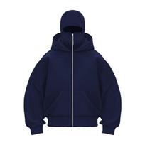 Best-Selling Unisex Double Hood Zip-Up Sweatshirt Jacket for Spring, Autumn, and Winter XL tamsiai mėlyna spalva