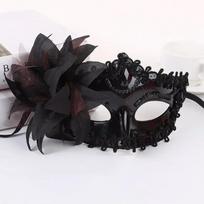 Helovino princesės pusės veido kaukė, maskarado baliui, lelijos žiedo kaukė, vakarėliui, princesės seksuali suknelė, kaukė juoda