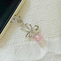 1 Pink Flower Charm Mobile Phone Dust Plug, Cute Floral Hanging Accessory, Christmas Thanksgiving New Year Gift for iPhone 5-14 beige