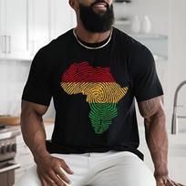 Africa Fingerprint Shirt – RBG Pan African Pride Tee with Red Yellow Green Map XXL brown