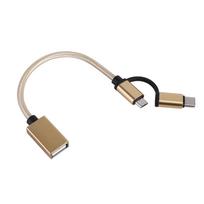C tipo 2 viename OTG „Micro USB“ jungiamasis laidas, skirtas dviem viename adapteriui, skirtas mini laidui auksas