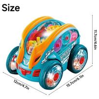 Model Car Electric Universal Stunt Truck Toy 360 Degree Rotating Colorful Light Music Vehicle Kids Birthday Xmas Toys Gifts žalia