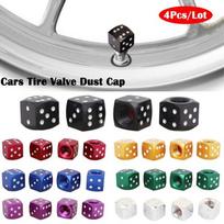 4Pcs/Lot Aluminum Alloy Car-styling AUTO Dice Dust Valve Caps Car Motorcycles Electric Cars Tire Valve Dust Cap black