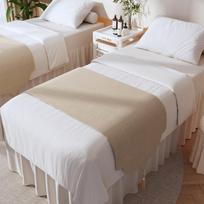 Beauty Salon Chinese Bed Flag Dust Proof Bed Cover Massage Foot Massage Bed End Towel Zen Inspired Decorative Long Bed Blanket Tassel Linen Fabric 40*200cm 1pcs gray