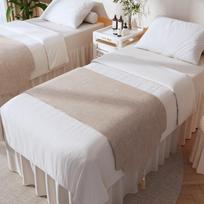 Beauty Salon Chinese Bed Flag Dust Proof Bed Cover Massage Foot Massage Bed End Towel Zen Inspired Decorative Long Bed Blanket Tassel Linen Fabric 40*200cm 1pcs