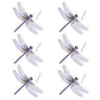 3D Simulation Dragonfly Outdoor Fake Dragonfly with Keychain Artificial Insect Model for Garden Yard Courtyard Patio Flower Beds 6pcs