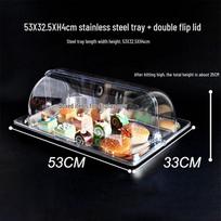 Youde 201 Stainless Steel Food Dust Cover with Double Flip Lid gray
