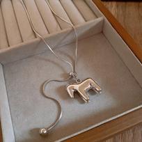 Stainless steel Korean ins style pony pendant necklace sweater chain fashionable personality versatile item jewelry gray