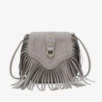 Southeast Asia's Top-Selling 2023 Winter Women's Faux Suede Shoulder Bag with Tassels gray
