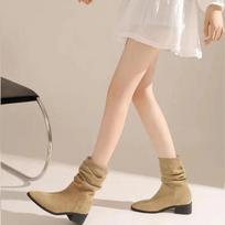 Fashion Hot Selling Winter High Quality Women's Boots Fashion Solid Color Round Toe Medium Heel Sleeve Versatile Women's Short Boots 40 chaki