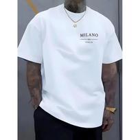 Mens Oversized Crew Neck Short Sleeve Tee Soft Streetwear Boxy Fit White Milano XS white