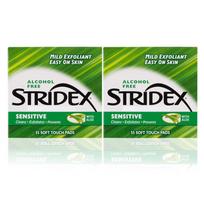 Stridex Sensitive Acne Exfoliating Pads 55 Pads - Gentle Acne BHA Care, Korean 55 Pads(2pcs) green
