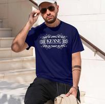 Keane 2026 New Fashion Heavyweight Hot Selling Retro Printed Pattern Fun Round Neck Tshirt For Daily Comfort 4XL blue