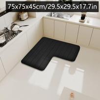 Solid color L-shaped flannel absorbent floor mats home kitchen non-slip foot mats bathroom entrance door mats corner carpet beige