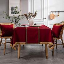Vienspalvis kutais Olandų velvetas Stalo staltiesė Žalia Valgomasis Kavos staliuko uždangalas Prabangus Vestuvių vakarėlis Stačiakampis Kvadratinis Apvalus Audinys Minkštas 120x120cm-Square raudona