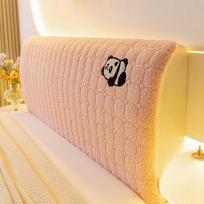Teddy Velvet Full Cap Headboard Cover Elastic Dust Cover Universal Wooden Bedhead Backrest Cover Removable and Washable 150x65cm