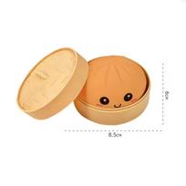 Simulation Dumpling Squishy Rebound Soft Squeeze Stress Ball With Bamboo Steamer Box Anti-Stress Toy Sensory For Creative Gift orange