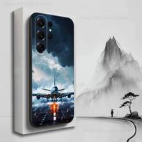 Lėktuvo meno lėktuvo dėklas, skirtas Samsung S22, S25, S20, S10, Plus, Ultra, S24, S23, FE, S21, S9, Lite, minkštas silikoninis, juodas SamsungS25PLUS black