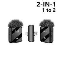 New 3in1 Wireless Lavalier Microphone Dual Noise Reduction Mini 1 To 2 Mic for Living Broadcast Gaming Video Recording Anti-interference Strong Signal F15
