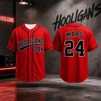 2026 Bruno Mars 24K Hooligans Baseball Jersey Men Women Unisex Short Sleeve Hip Hop Streetwear Tops for Fans Family Matching 120
