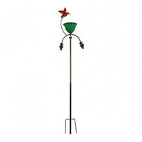 Outdoor Bird Feeder, Bird Baths for Outside, Metal Flower Garden Stakes Bird Bath, Hummingbird Feeder for Patio Yard Lawn Art Decor A gray