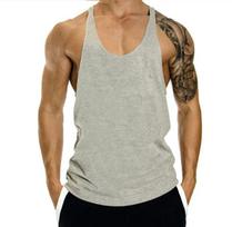 100% medvilnė Kultūrizmo prekės ženklo sportinės kelnės sporto salės marškinėliai treniruotėms Kultūrizmo tank top'as liemenė marškiniai be rankovių fitneso marškinėliai vyrams XXL beige