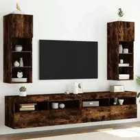 TV staliukas TV spintelės su LED, 2vnt., dūminio ąžuolo, 30,5x30x90cm