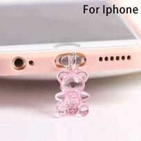Cute Mobile Phone Dust Plug Acrylic Dust Protection Stopper New Bear Dust Plug for Phone/Type C pink-for iphone