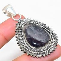 Sunstone In Lolite Handmade 925 Sterling Silver Jewelry Pendant 2.36  W2J26 gray