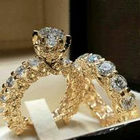 Hot Selling European & American Women's Round Diamond Fashion Couple Rings Size 5 auksas