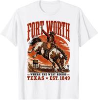 Fort Worth Texas Vintage Rodeo Cowboy T-Shirt L red