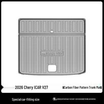 3D All-Weather TPE Floor and Trunk Mats for 2026 Chery iCAUR ICAR V27 with Carbon Fiber Texture Backrest gray