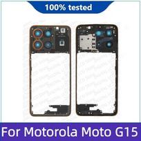 NEW For Motorola Moto G15 Back Cover Middle Frame Holder Housing Repair and Replacement xt2521-3 tamsiai mėlyna spalva