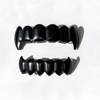 Vampire Glossy Teeth Grillz Hip Hop Top Bottom Mouth Tooth Caps Set Fashion Dental Decor Gift for Hip Hop Enthusiasts Women Men A4 black
