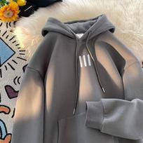 Oversize Fleece Hooded Sweatshirt Men Loose Casual Pullover American Style 3XL tamsiai pilka spalva