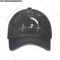 New Cotton Speedgliding Heartbeat Paragliding Ski Baseball Cap Women Unisexs Adjustable Paramotor Parachute Dad Hat Summer One Size gray