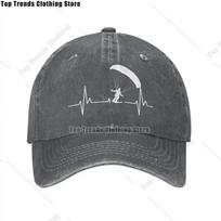New Cotton Speedgliding Heartbeat Paragliding Ski Baseball Cap Women Unisexs Adjustable Paramotor Parachute Dad Hat Summer One Size gray