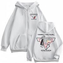 Taran Tactical Pistol Print Zipper Hoodie High Quality Fashion Zip Up Hooded Sweatshirts Men Women Casual Oversized Pullovers M white